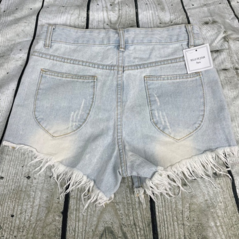 BELLE DE JOUR Light Blue Cutoff Shorts Medium - Picture 9 of 13